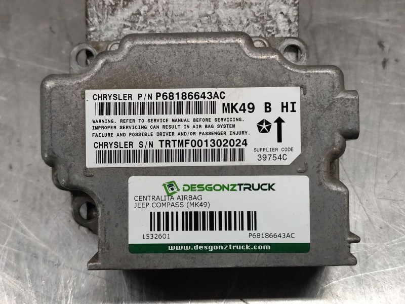 Recambio de centralita airbag para jeep compass (mk49) 2.2 crd referencia OEM IAM P68186643AC  