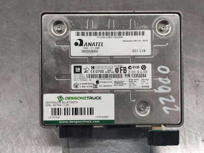 Recambio de centralita bluetooth para opel astra j lim. excellence referencia OEM IAM 13353284  