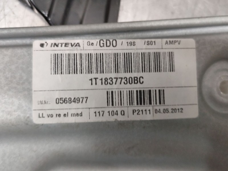 Recambio de elevalunas delantero derecho para volkswagen touran (1t3) 1.6 tdi referencia OEM IAM 1T1971121A  