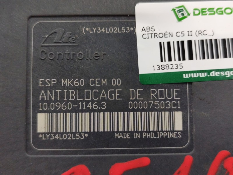 Recambio de abs para citroën c5 ii (rc_) 2.0 hdi (rcrhrh) referencia OEM IAM 9656419780  