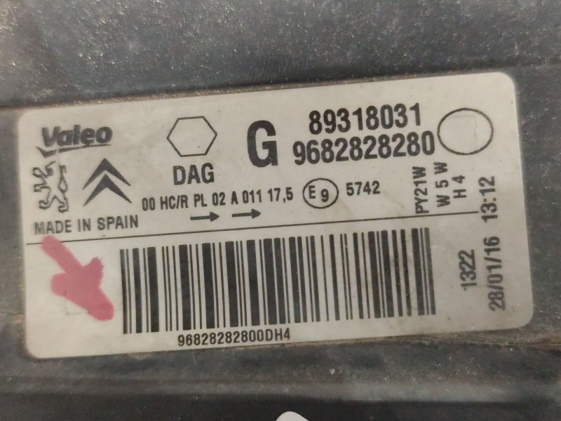 Recambio de faro izquierdo para citroën berlingo multispace (b9) 1.6 hdi 75 16v referencia OEM IAM 9682828280  