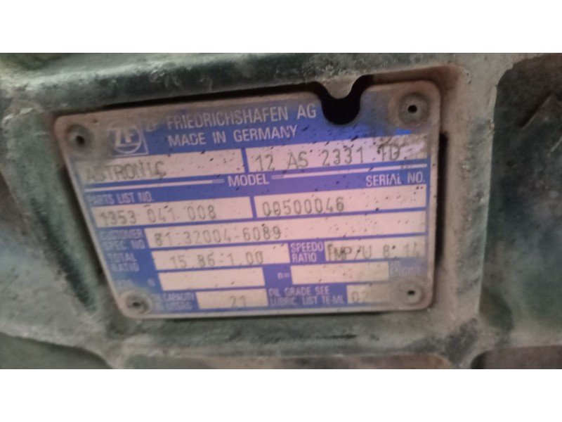 Recambio de caja cambios para man tg - a 18.xxx 12.4 diesel referencia OEM IAM 12AS2331TD 1353041008 81320046089