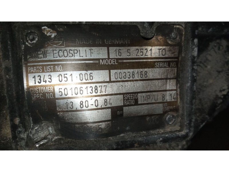 Recambio de despiece caja cambios para renault magnum ab 2005 12.8 diesel referencia OEM IAM 16S2521TO 1343051006 50106138777