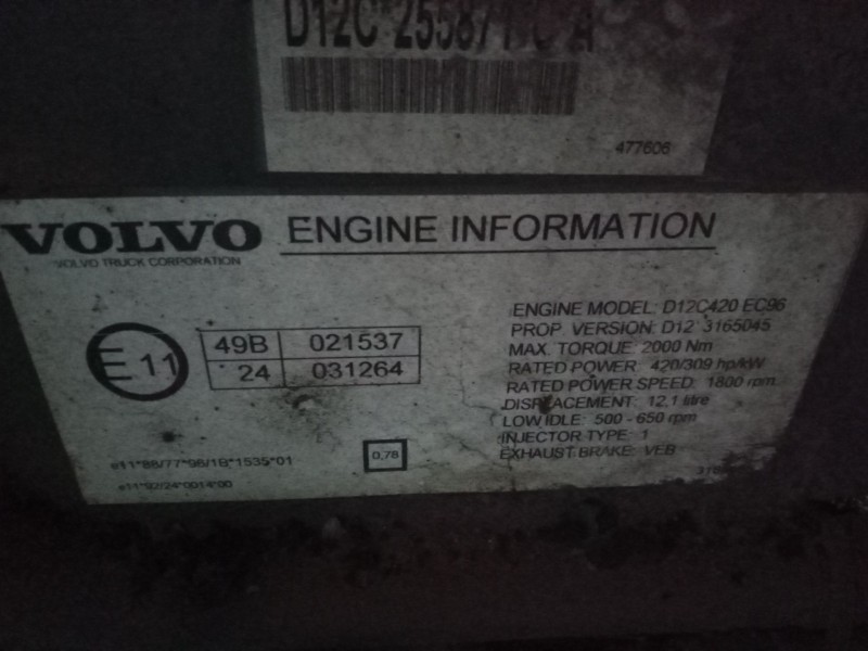Recambio de motor completo para volvo fm 12 asta 2001 12.1 diesel (d12d420) referencia OEM IAM D12C420EC96  