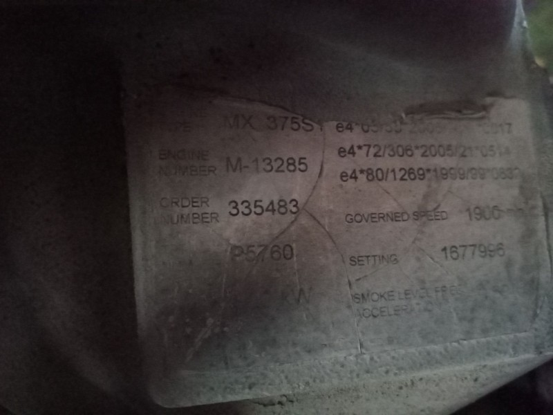 Recambio de despiece motor para daf serie xf105.xxx 12.9 diesel referencia OEM IAM MX375S1  