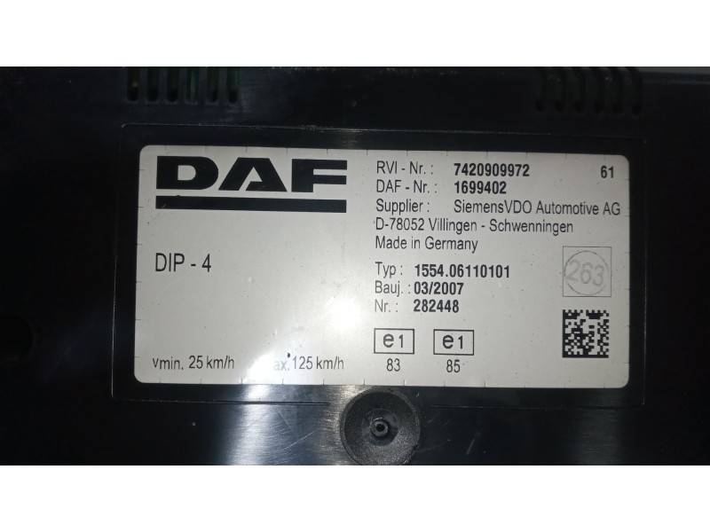 Recambio de cuadro instrumentos para daf serie lf45 desde 01 5.9 diesel referencia OEM IAM 1699402 7420909972 