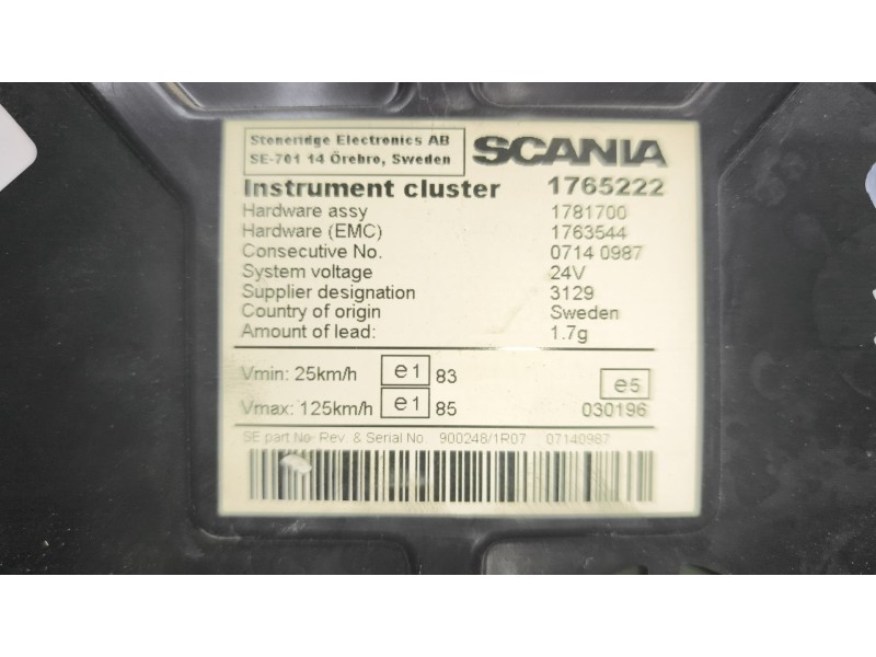 Recambio de cuadro instrumentos para scania p,g,r,t - series p 500, r 500 referencia OEM IAM 1765222  