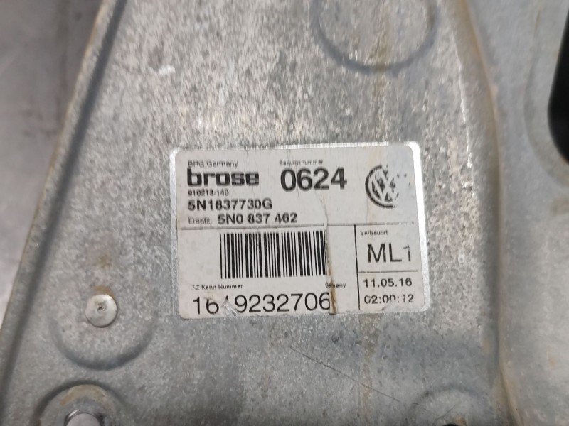 Recambio de elevalunas delantero derecho para volkswagen tiguan (5n_) 2.0 tdi 4motion referencia OEM IAM 5N1837730G 5N0837462 