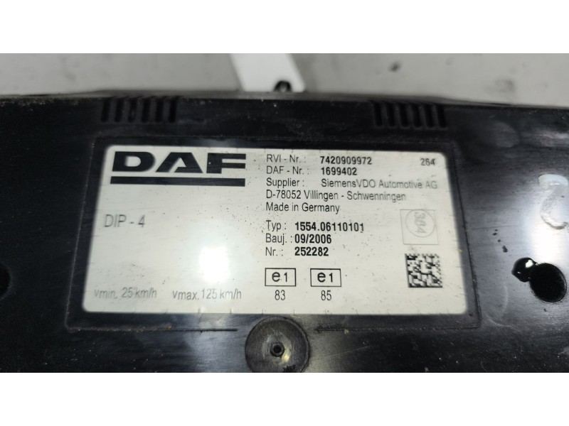Recambio de cuadro instrumentos para daf serie lf45.xxx desde 06 6.7 diesel referencia OEM IAM 1699402 7420909972 