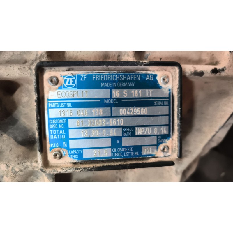 Recambio de caja cambios para man tg - a 18.xxx 12.8 diesel referencia OEM IAM 16S181IT 1316046138 81320036610