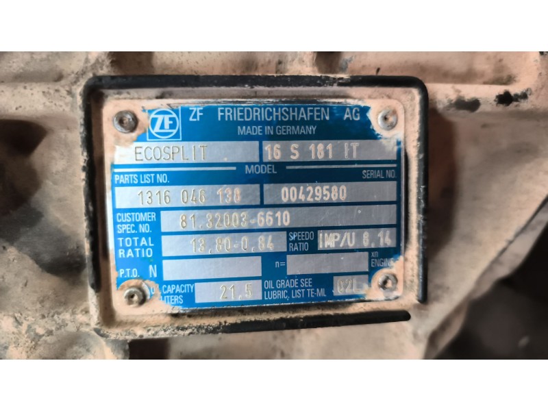 Recambio de caja cambios para man tg - a 18.xxx 12.8 diesel referencia OEM IAM 16S181IT 1316046138 81320036610