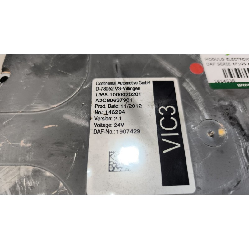 Recambio de modulo electronico para daf serie xf105.xxx 12.9 diesel referencia OEM IAM 1907429 VERSION:2.1 