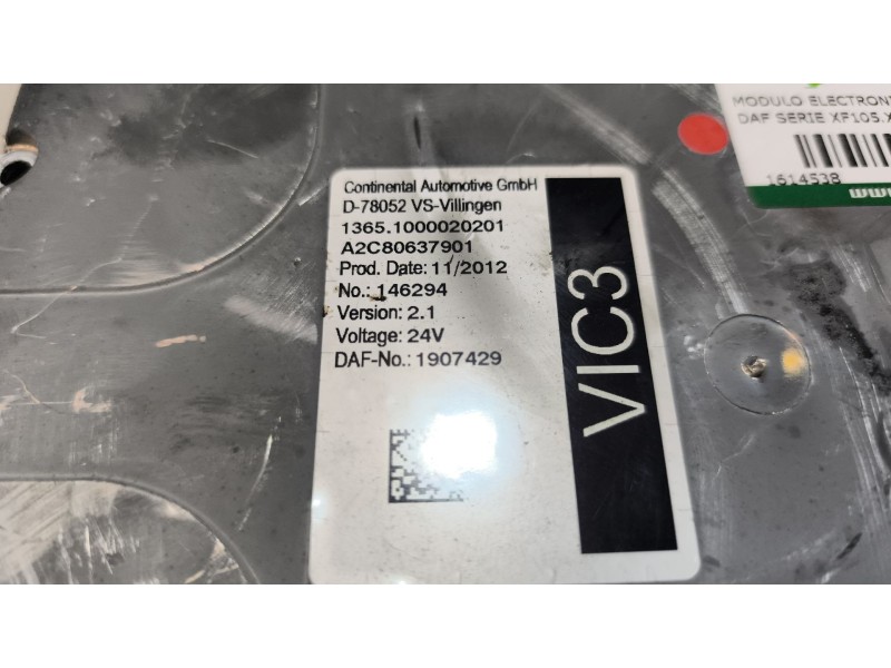 Recambio de modulo electronico para daf serie xf105.xxx 12.9 diesel referencia OEM IAM 1907429 VERSION:2.1 