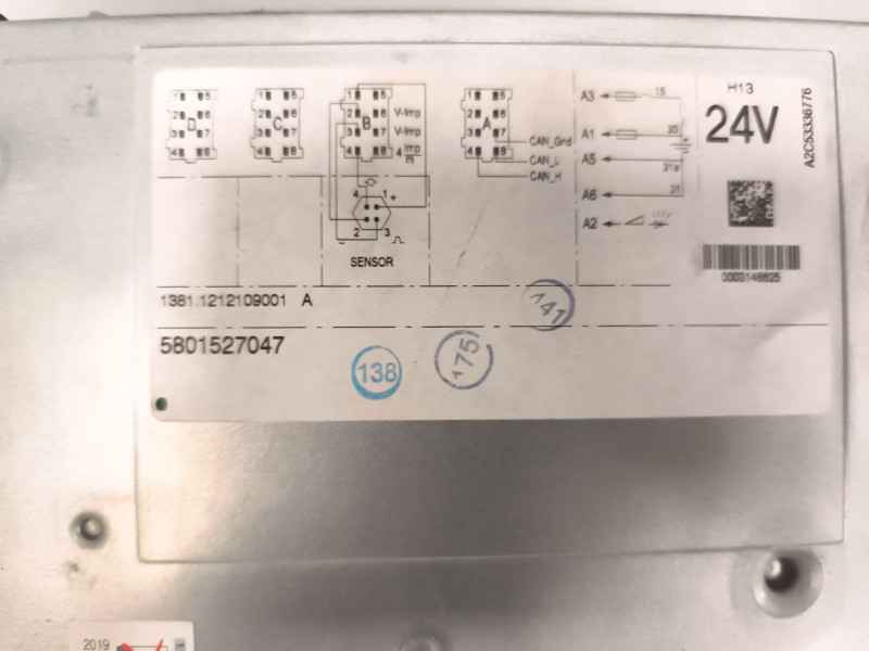 Recambio de tacografo para iveco stralis (as) 12.9 diesel referencia OEM IAM 13811212109001 0003148625 5801527047