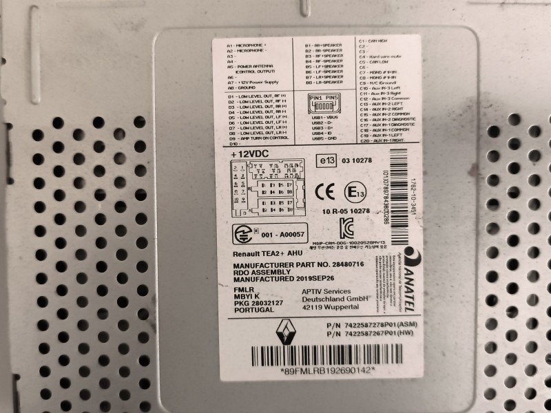 Recambio de sistema audio / radio cd para renault serie t 12.8 diesel referencia OEM IAM 7422587278  