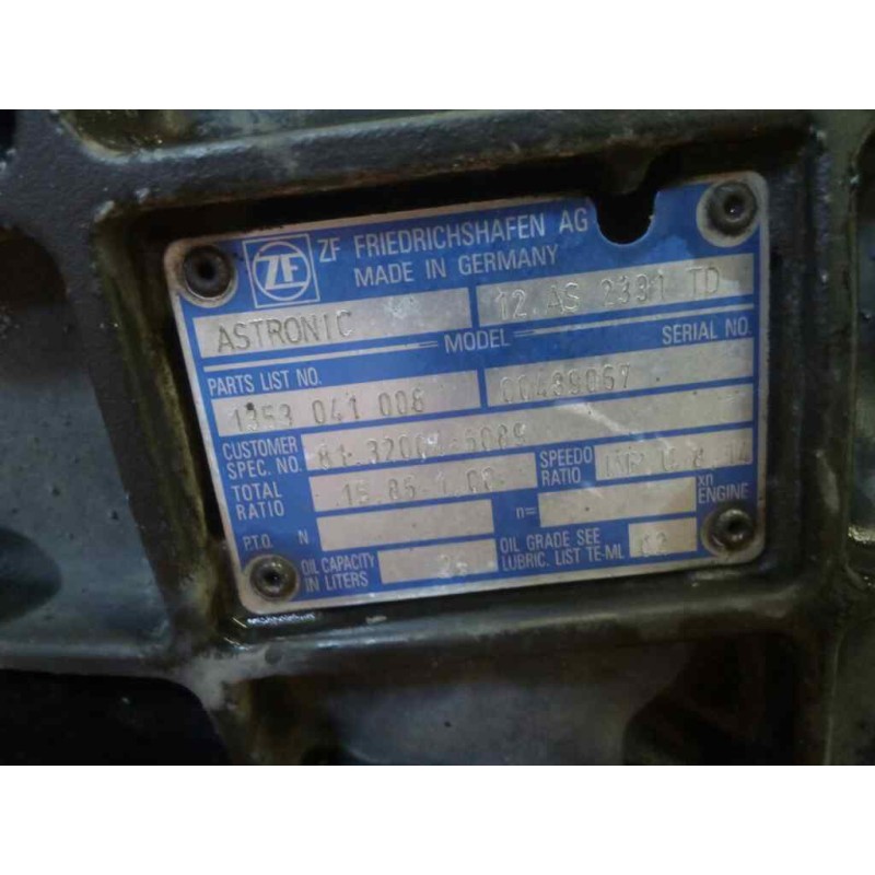 Recambio de caja cambios para man tgx 18.xxx fg / 4x2 bl xl referencia OEM IAM 12AS2331TD 1353041008 81320046089