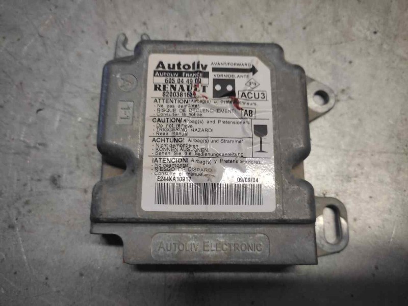 Recambio de centralita airbag para renault kangoo (f/kc0) 1.5 dci diesel referencia OEM IAM 820038165 605044900 
