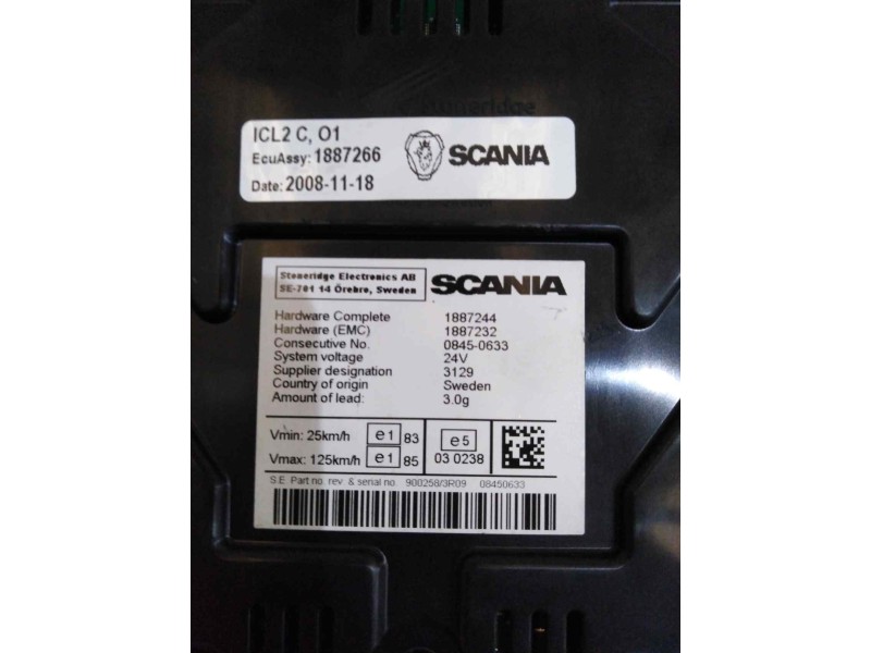 Recambio de cuadro instrumentos para scania serie p/g/r (c-clase) referencia OEM IAM 1887244 1887266 1887232