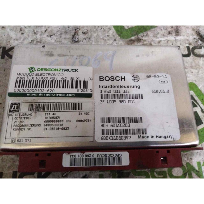 Recambio de modulo electronico para man tgx 18.xxx fg / 4x2 bl xl referencia OEM IAM 81258106023 0260001033 6009380001