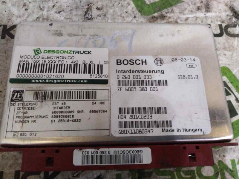 Recambio de modulo electronico para man tgx 18.xxx fg / 4x2 bl xl referencia OEM IAM 81258106023 0260001033 6009380001