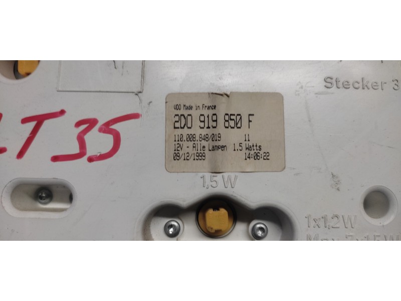 Recambio de cuadro instrumentos para volkswagen lt caja cerrada / combi lt 35 combi referencia OEM IAM 2D0919850  