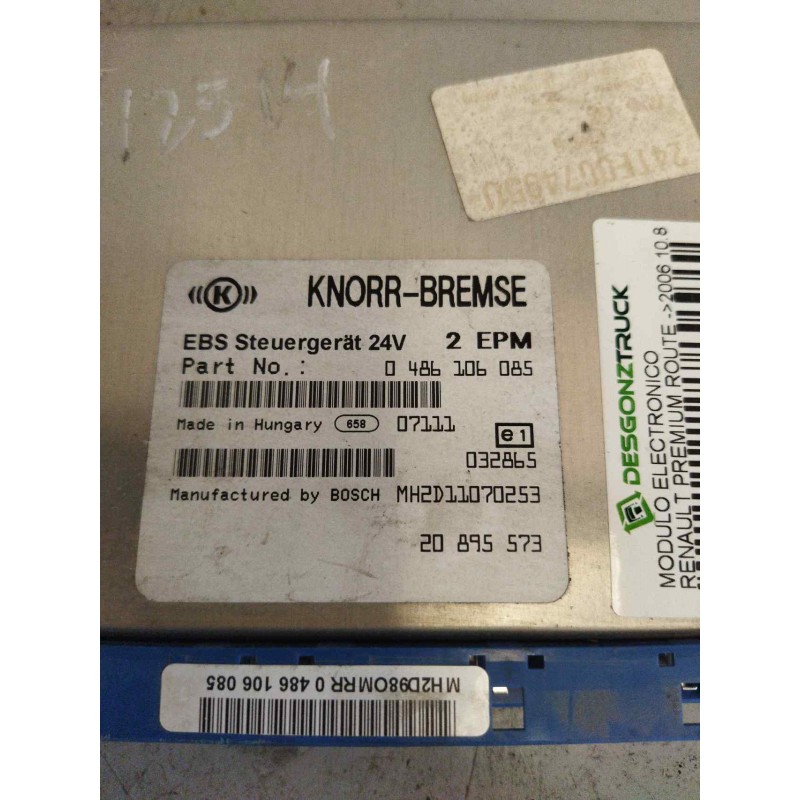Recambio de modulo electronico para renault premium route 2006 10.8 diesel referencia OEM IAM 20895573 0486106085 CENTRALITA EBS
