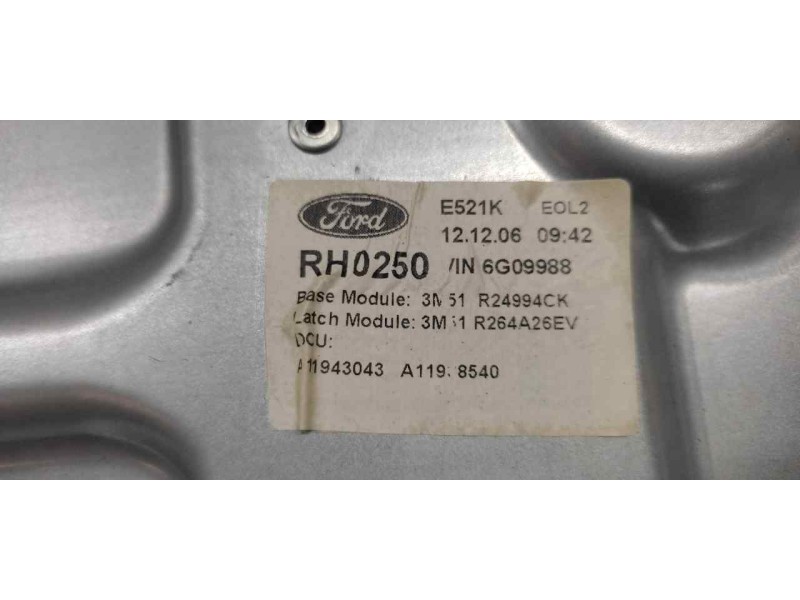 Recambio de elevalunas trasero derecho para ford focus c-max (cap) ambiente (d) referencia OEM IAM 3M51R24994CK  