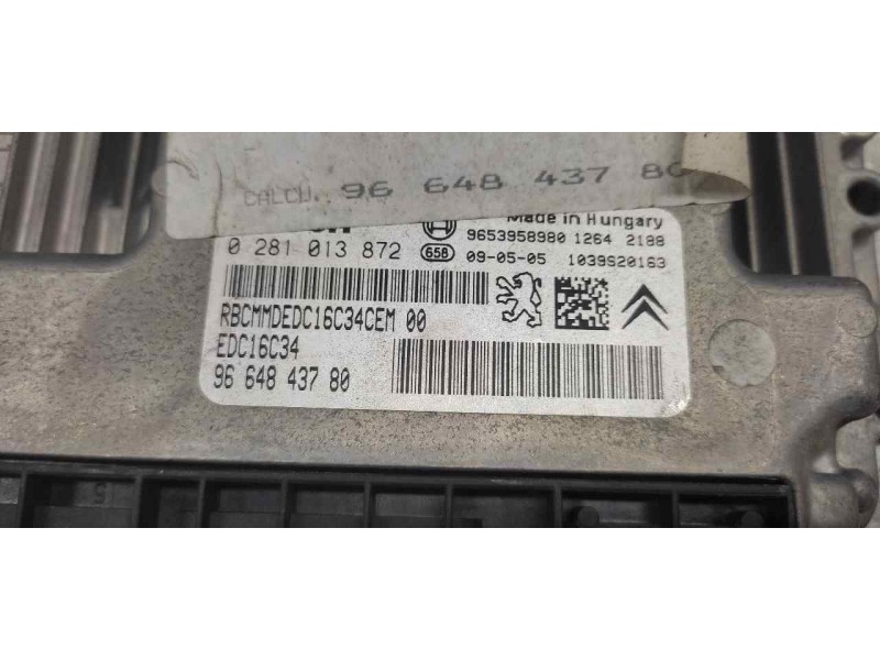 Recambio de centralita motor uce para citroen c4 berlina cool referencia OEM IAM 0281013872 9664843780 9653958980