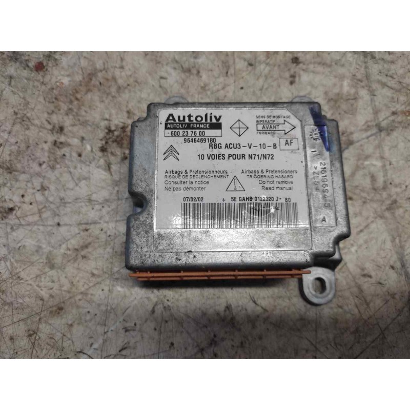 Recambio de centralita airbag para citroën xsara berlina 2.0 hdi cat (rhy / dw10td) referencia OEM IAM 9646469180 600237600 