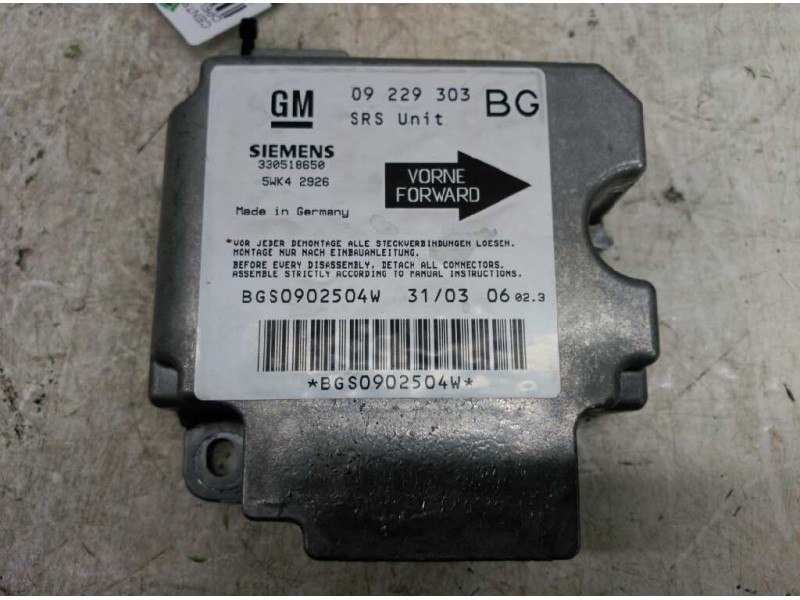 Recambio de centralita airbag para opel zafira a blue line referencia OEM IAM 1232189  