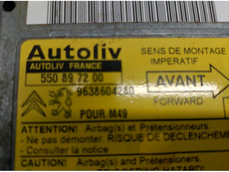 Recambio de centralita airbag para peugeot partner (s1) combispace referencia OEM IAM 9638604280  