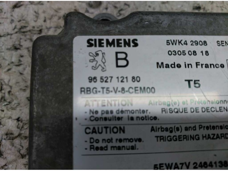 Recambio de centralita airbag para peugeot 307 (s1) xr referencia OEM IAM 9652712180  