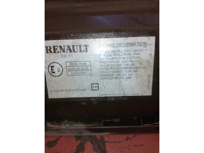 Recambio de despiece motor para renault trucks premium 2 distribution 460.19 (460cv) referencia OEM IAM DXI11460EUV  