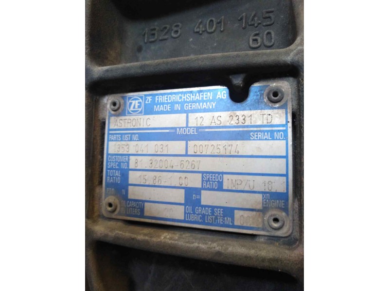 Recambio de caja cambios para man tgx 18.xxx 12.4 diesel referencia OEM IAM 12AS2331TD 1353041031 81320046267