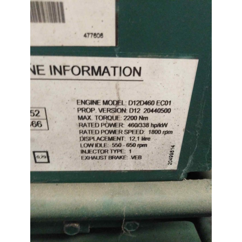 Recambio de motor completo para volvo trucks fh 12 fh 12.460 (460cv) referencia OEM IAM D12D460EC01 D1231360D1A 