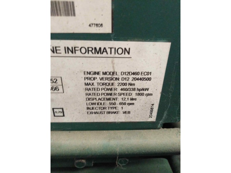 Recambio de motor completo para volvo trucks fh 12 fh 12.460 (460cv) referencia OEM IAM D12D460EC01 D1231360D1A 