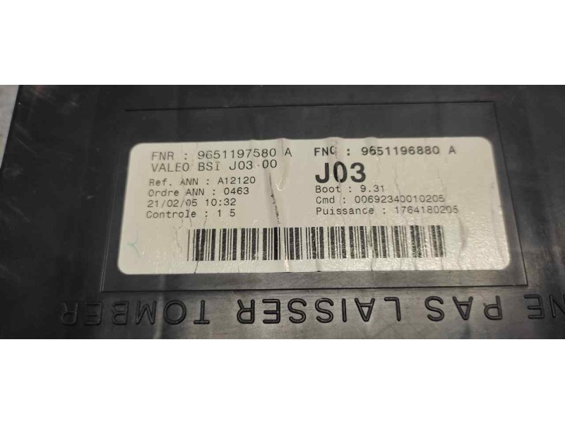 Recambio de caja reles / fusibles para peugeot 307 (s1) xs referencia OEM IAM 9651197580 9651196880 BSI