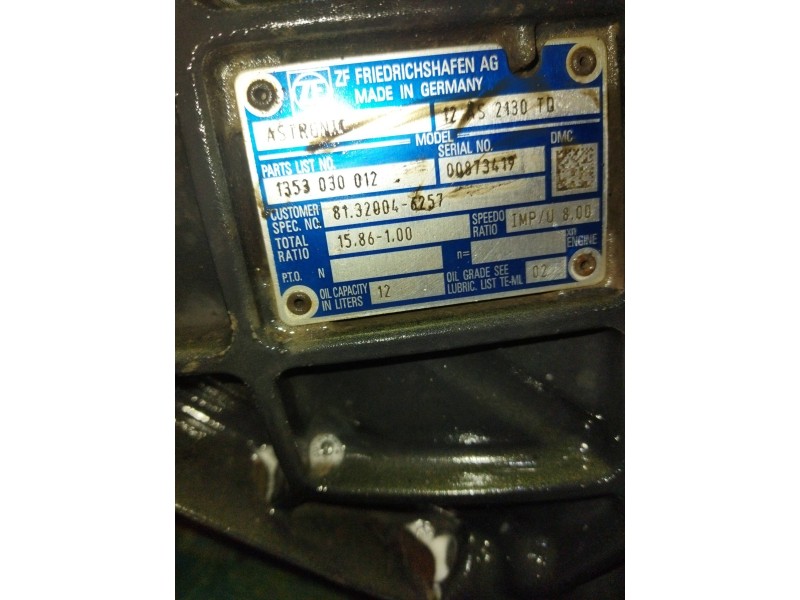 Recambio de caja cambios para man tgx 18.xxx 12.4 diesel referencia OEM IAM 12AS2130TD 1353030012 81320046257