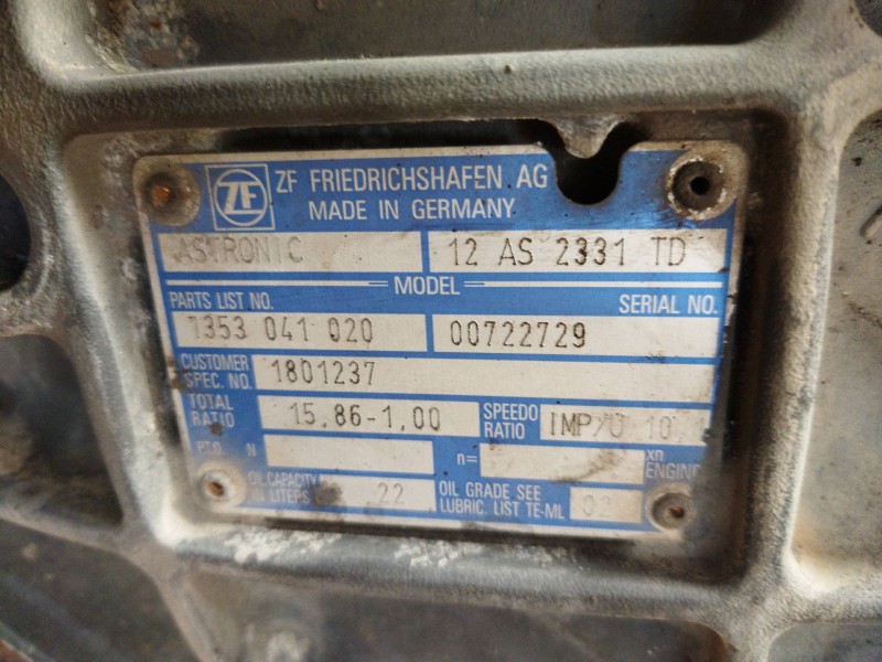 Recambio de caja cambios para daf serie xf105.xxx referencia OEM IAM 12AS2331TD 1353041020 1801237