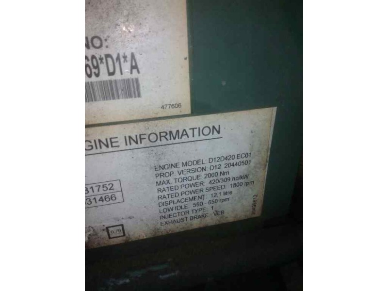 Recambio de motor completo para volvo fh 12 2002  12.1 diesel (d12d420) referencia OEM IAM D12D420EC01  