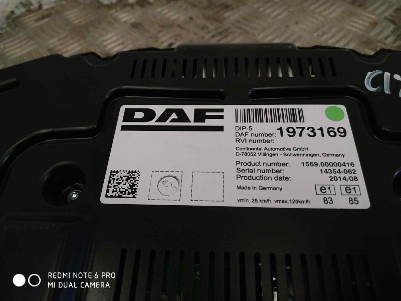 Recambio de cuadro instrumentos para daf serie xf105.xxx fsa 4x2ld space-cab referencia OEM IAM 1973169  