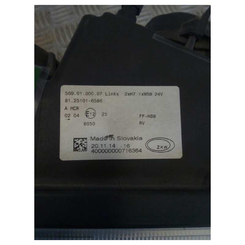 Recambio de faro izquierdo para man tg - a 18.xxx fg / bb   (e3/e4) xl referencia OEM IAM 81251016586  