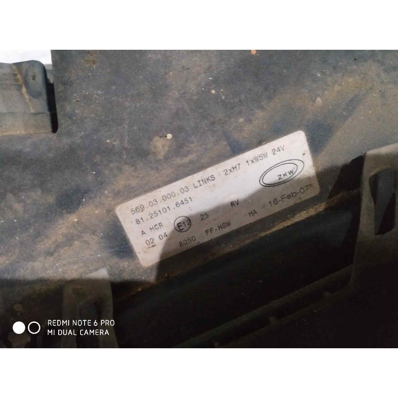 Recambio de faro izquierdo para man tg - a 18.xxx fg / bb   (e3/e4) xl referencia OEM IAM 81251016451  