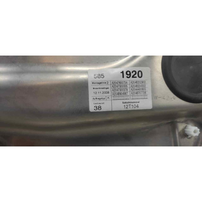 Recambio de elevalunas trasero izquierdo para mercedes-benz clase c (w204) berlina 1.6 cat referencia OEM IAM A2047600734  