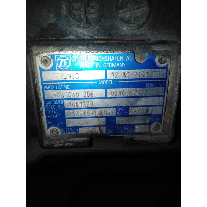 Recambio de caja cambios para daf serie 95 xf .xxx 12.6 diesel referencia OEM IAM 12AS2131TD 1353040006 1681279