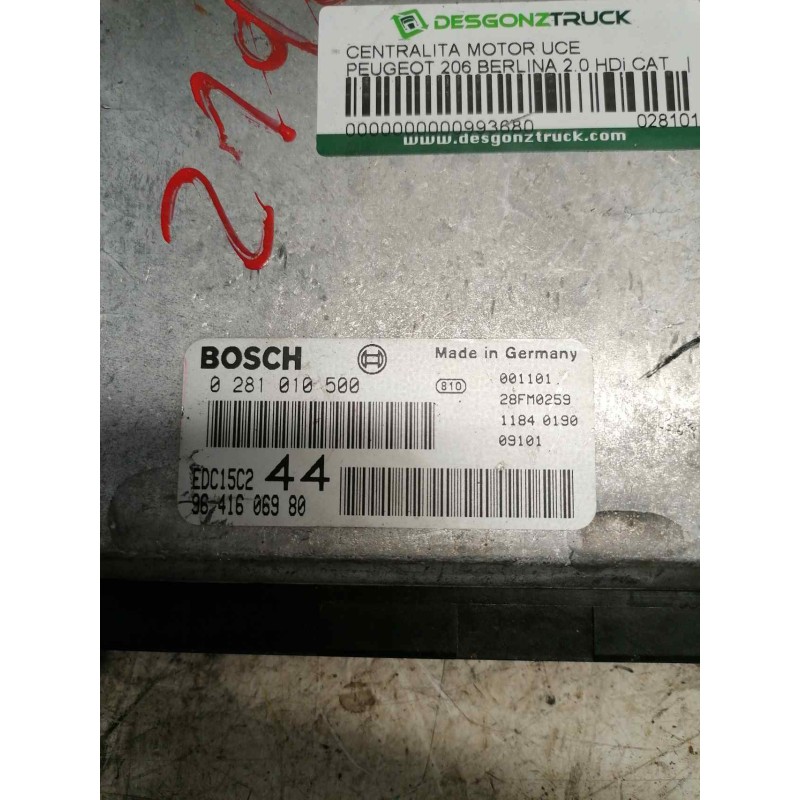 Recambio de centralita motor uce para peugeot 206 berlina 2.0 hdi cat referencia OEM IAM 0281010500 9641606980 28FM0259