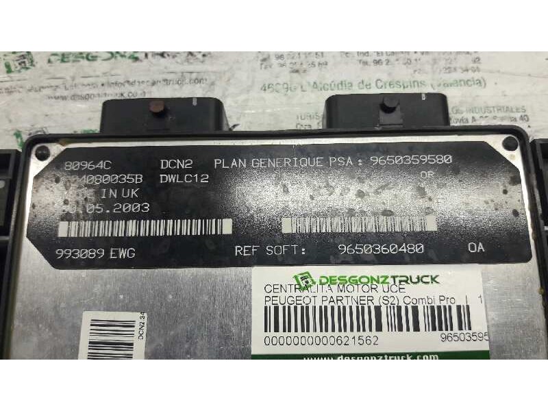 Recambio de centralita motor uce para peugeot partner (s2) combi pro referencia OEM IAM 9650359580  