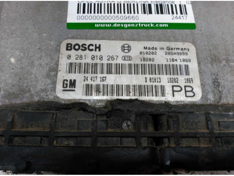Recambio de centralita motor uce para opel astra g berlina elegance referencia OEM IAM 24417 B01013182021069 0281010267