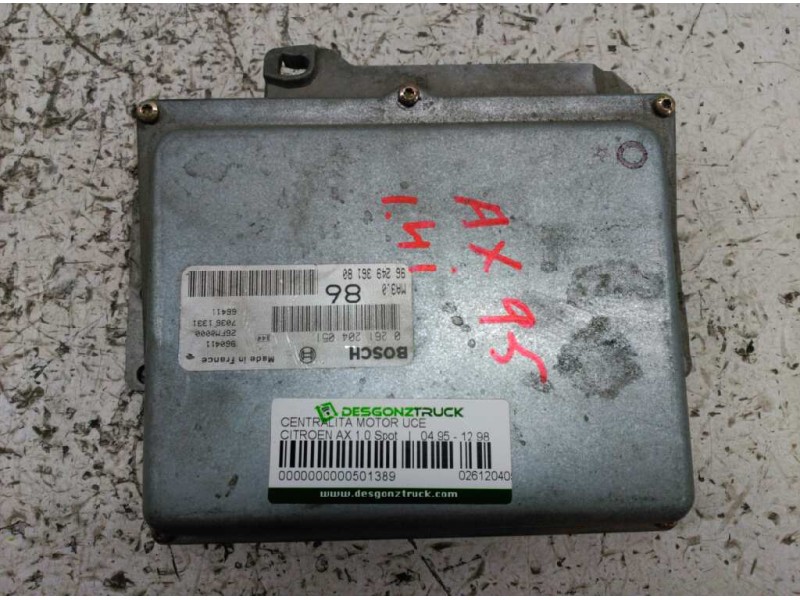Recambio de centralita motor uce para citroën ax 1.0 spot referencia OEM IAM 0261204051 9624936180 
