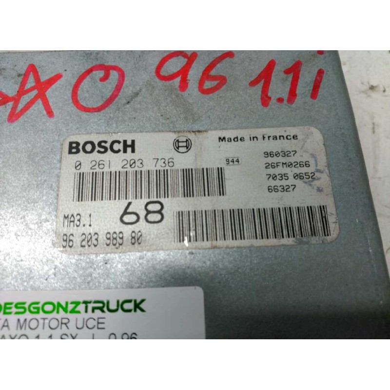 Recambio de centralita motor uce para citroën saxo 1.1 sx referencia OEM IAM 9620398980 0261203736 960327